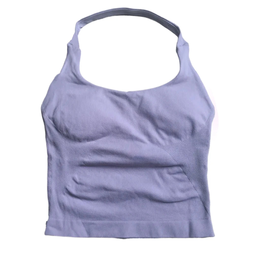 ZENVY Women’s Seamless Strappy Gym Crop Top – Padded Backless Sports Bra Tank for Yoga & Fitness