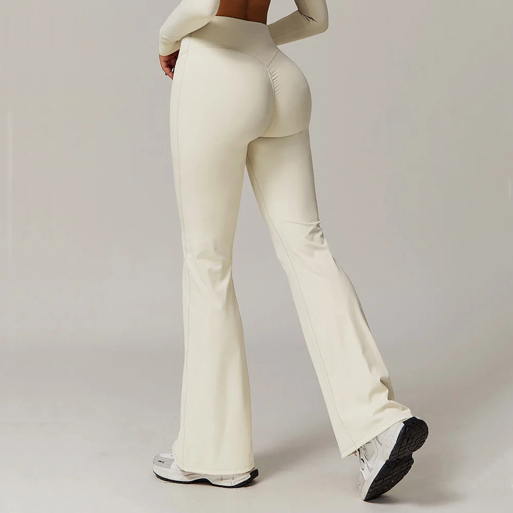 ZENVY Sculpt Flare High-Waist Leggings – Butt-Lifting Wide Leg Yoga Pants