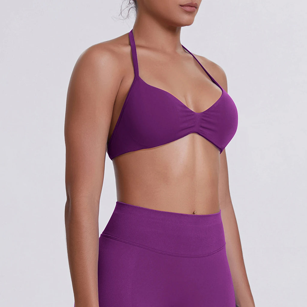 ZENVY SculptStrap™ Backless Sports Bra – Breathable Neck Strap Yoga & Workout Top