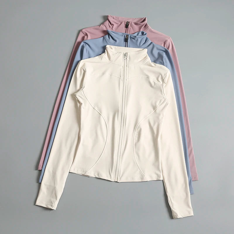 ZENVY Sculpt Zip Active Jacket – Seamless Long Sleeve Fitness & Running Top