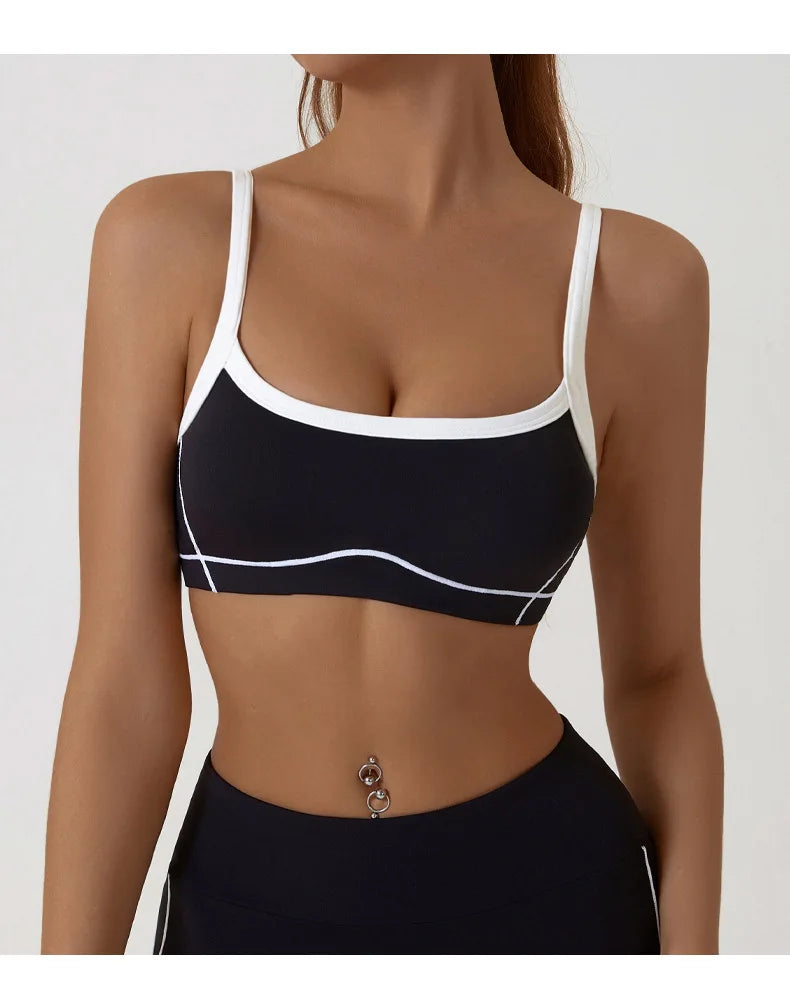 ZENVY CurveFit Contrast Sports Bra – Stylish Full Support Active Bra