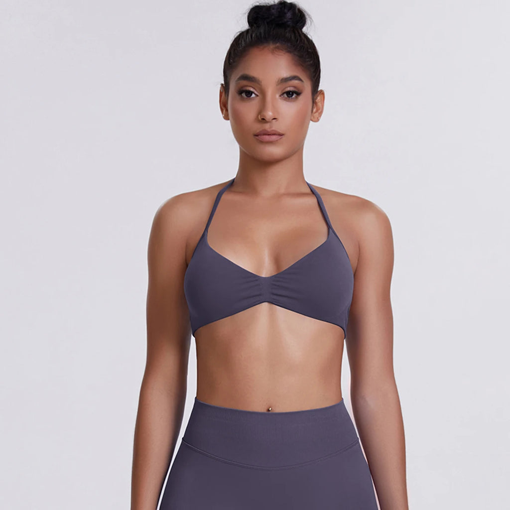 ZENVY SculptStrap™ Backless Sports Bra – Breathable Neck Strap Yoga & Workout Top