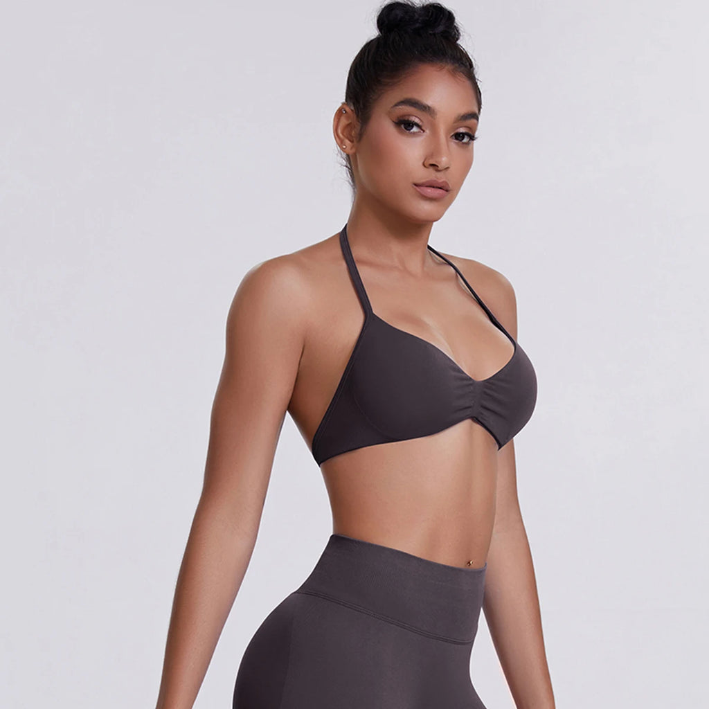 ZENVY SculptStrap™ Backless Sports Bra – Breathable Neck Strap Yoga & Workout Top