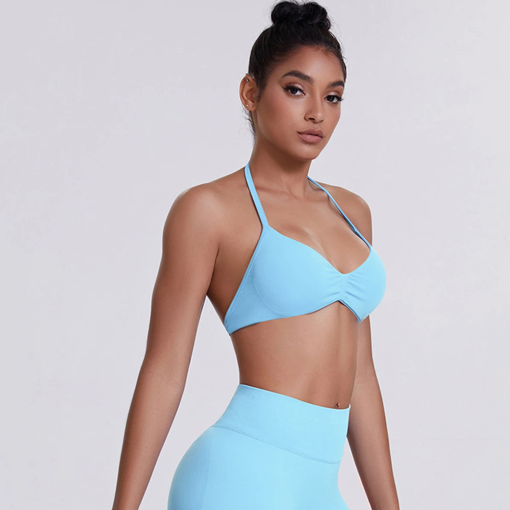 ZENVY SculptStrap™ Backless Sports Bra – Breathable Neck Strap Yoga & Workout Top