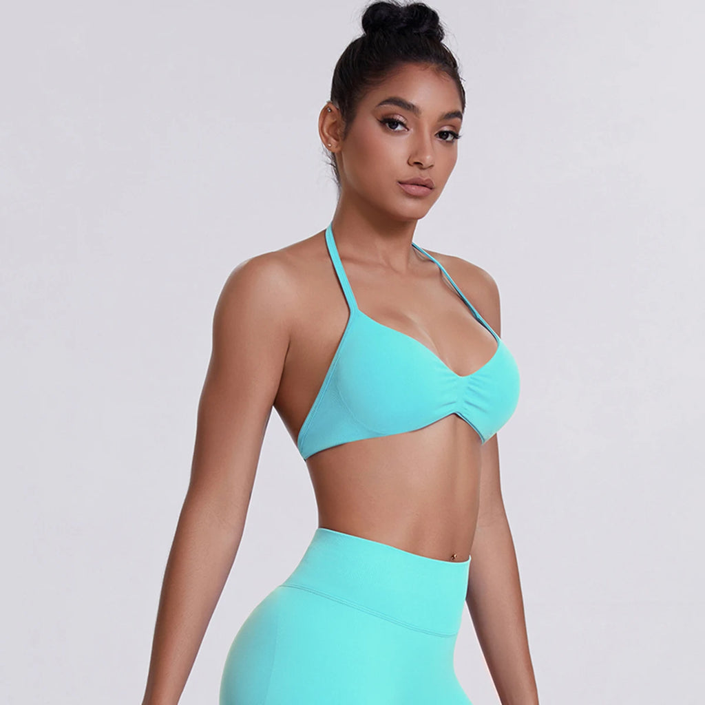 ZENVY SculptStrap™ Backless Sports Bra – Breathable Neck Strap Yoga & Workout Top