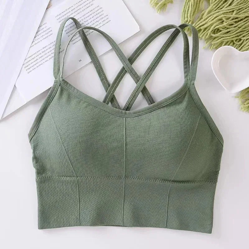 ZENVY CrossFlex™ Back-Strap Sports Bra – Push-Up Seamless Yoga & Fitness Tank Top