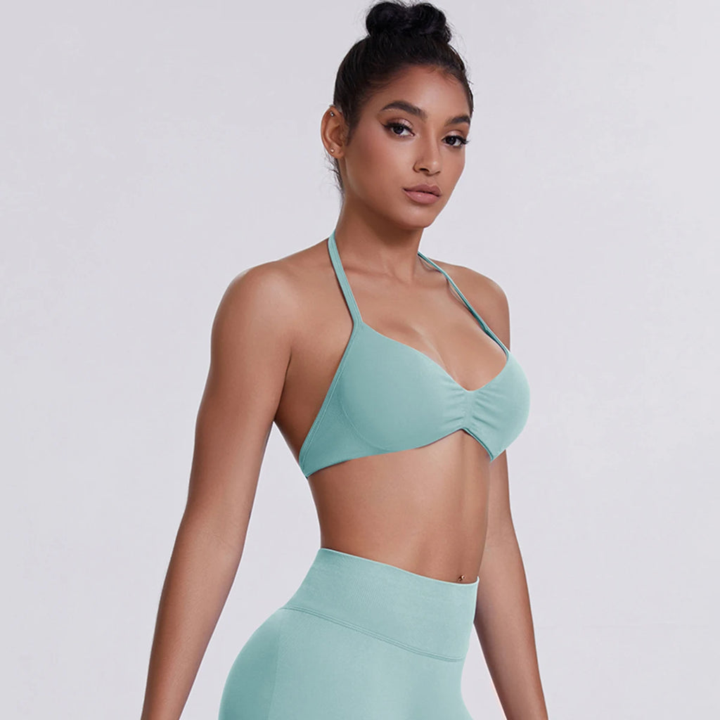 ZENVY SculptStrap™ Backless Sports Bra – Breathable Neck Strap Yoga & Workout Top