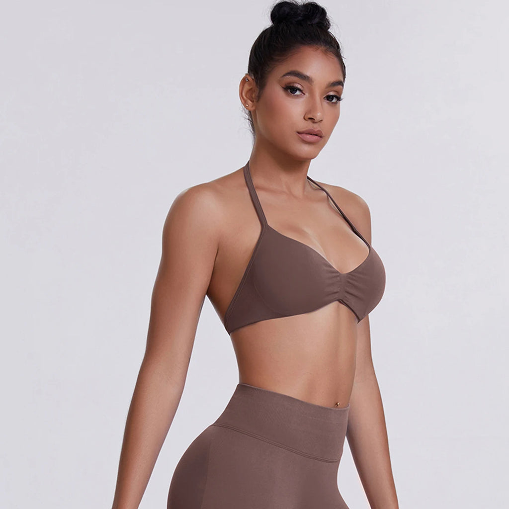 ZENVY SculptStrap™ Backless Sports Bra – Breathable Neck Strap Yoga & Workout Top