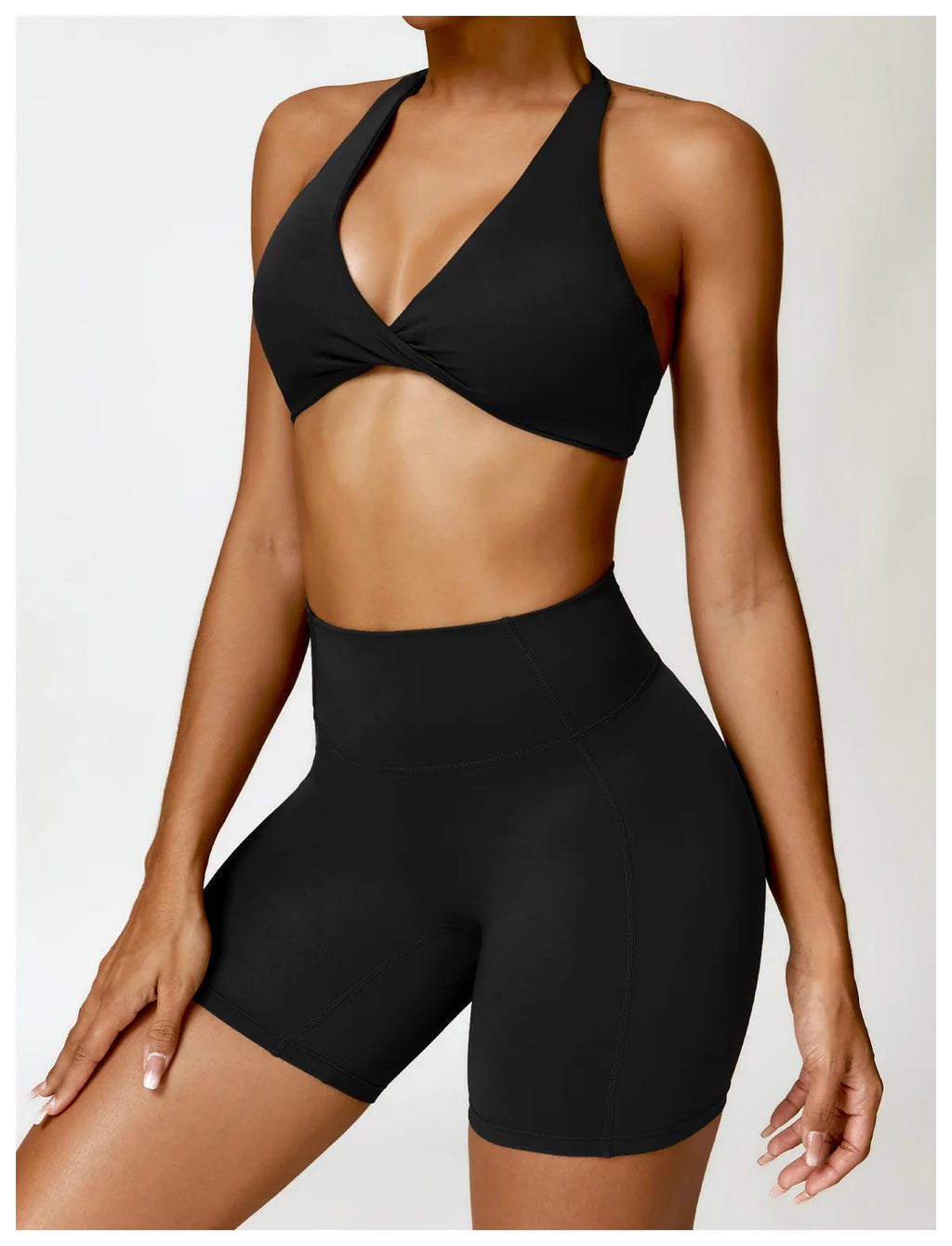 ZENVY Sculpt Halter Sports Bra – Push Up Open Back Fitness Top