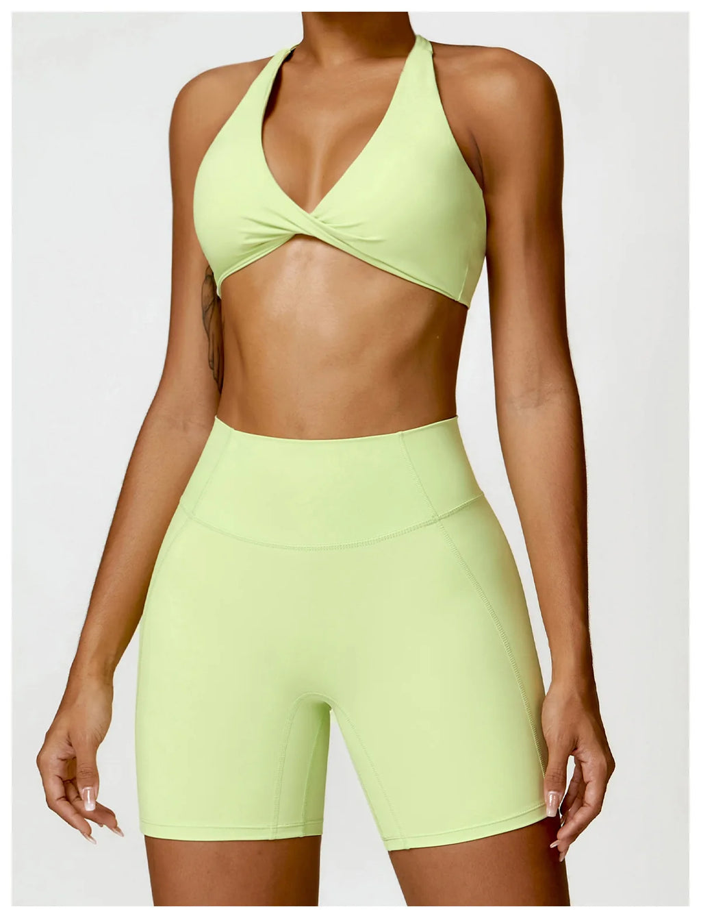 ZENVY Sculpt Halter Sports Bra – Push Up Open Back Fitness Top