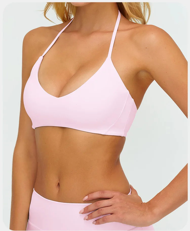ZENVY FlexHalter™ Shockproof Sports Bra – Breathable Halter Yoga & Fitness Crop Top