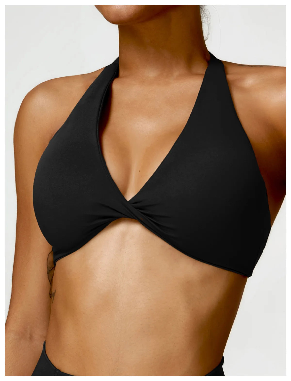 ZENVY Sculpt Halter Sports Bra – Push Up Open Back Fitness Top