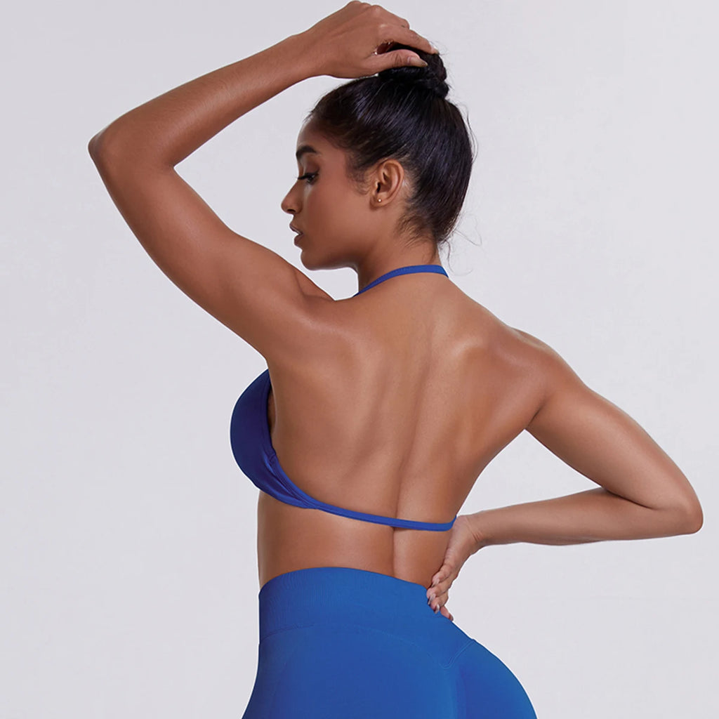 ZENVY SculptStrap™ Backless Sports Bra – Breathable Neck Strap Yoga & Workout Top