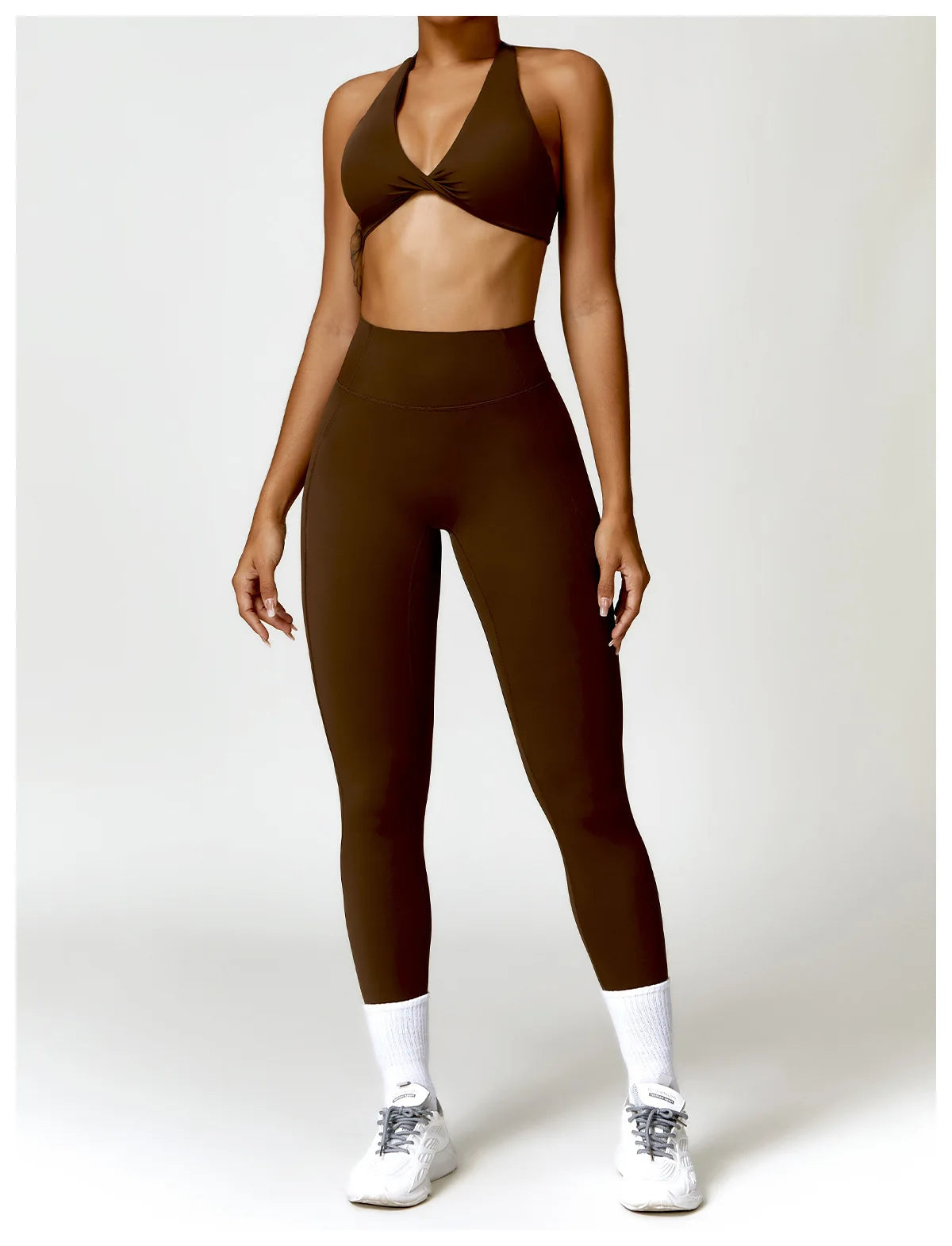 ZENVY Sculpt Halter Sports Bra – Push Up Open Back Fitness Top