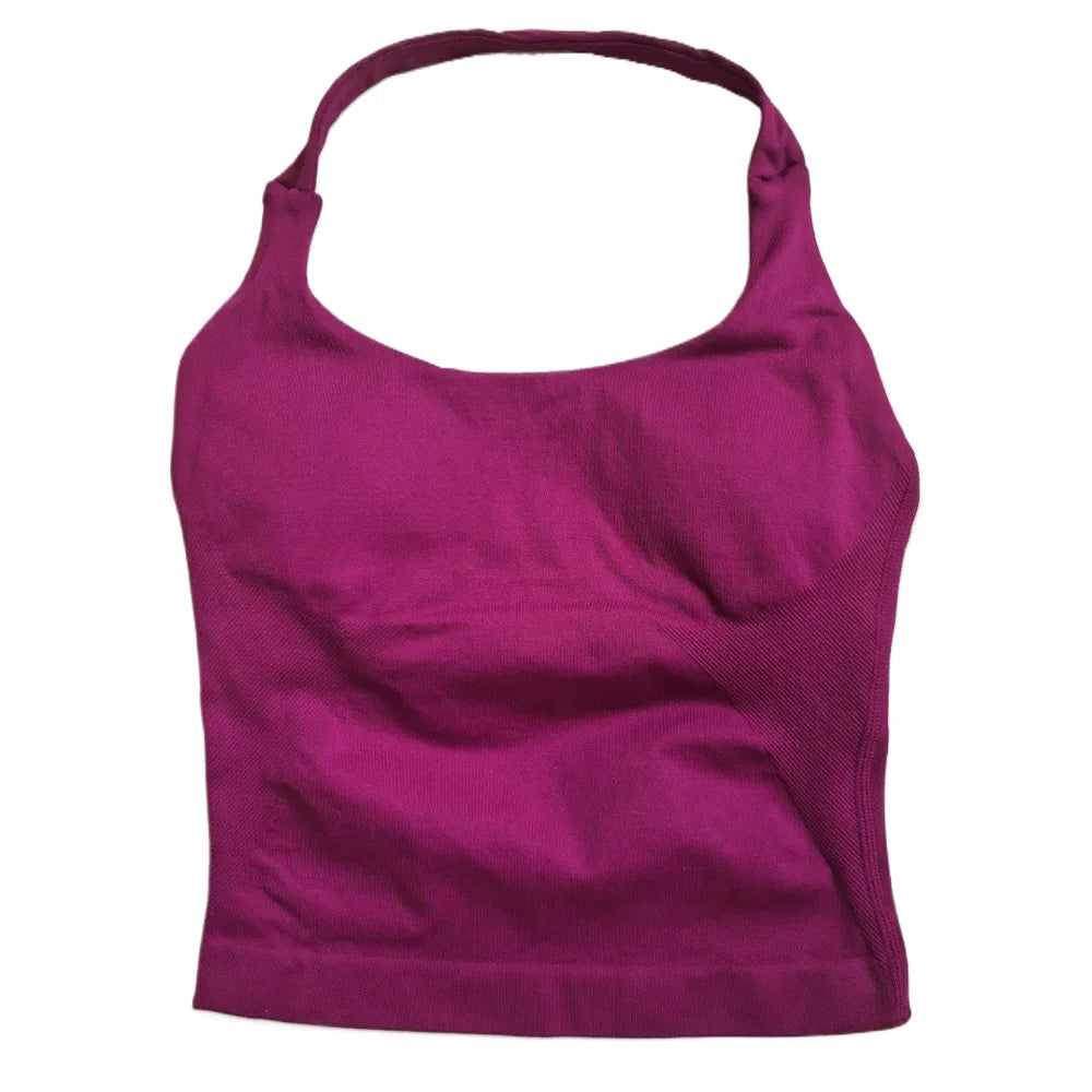 ZENVY Women’s Seamless Strappy Gym Crop Top – Padded Backless Sports Bra Tank for Yoga & Fitness