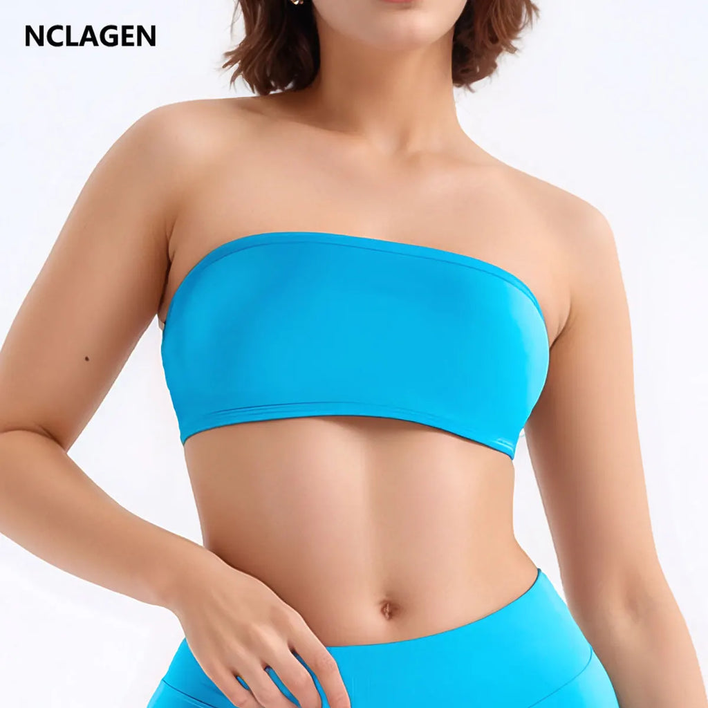 ZENVY Bandeau Women’s Sports Bra – Gym Wear Pilates Tube Top Workout Fitness Activewear Yoga Tops