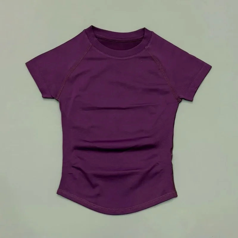 ZENVY Seamless Short Sleeve Women’s Yoga Top – Slim Fit Gym, Running & Fitness Active Tee