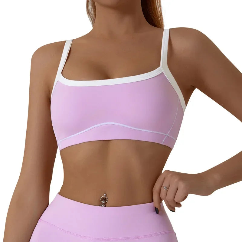 ZENVY CurveFit Contrast Sports Bra – Stylish Full Support Active Bra