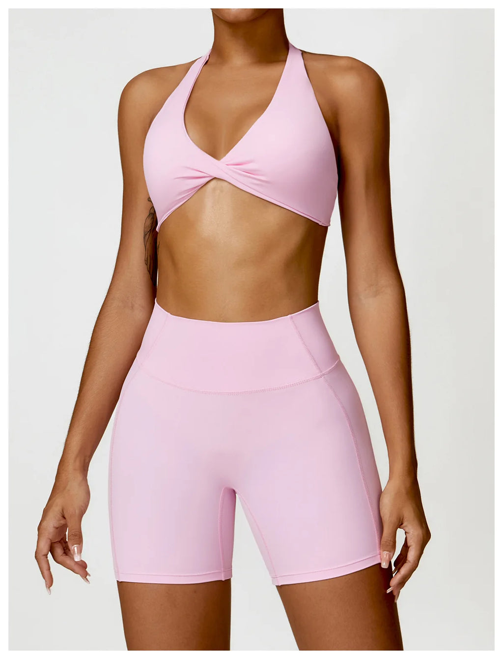 ZENVY Sculpt Halter Sports Bra – Push Up Open Back Fitness Top