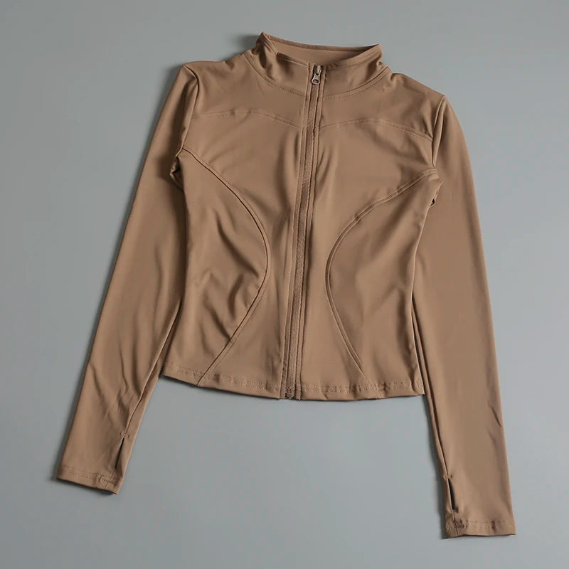 ZENVY Sculpt Zip Active Jacket – Seamless Long Sleeve Fitness & Running Top