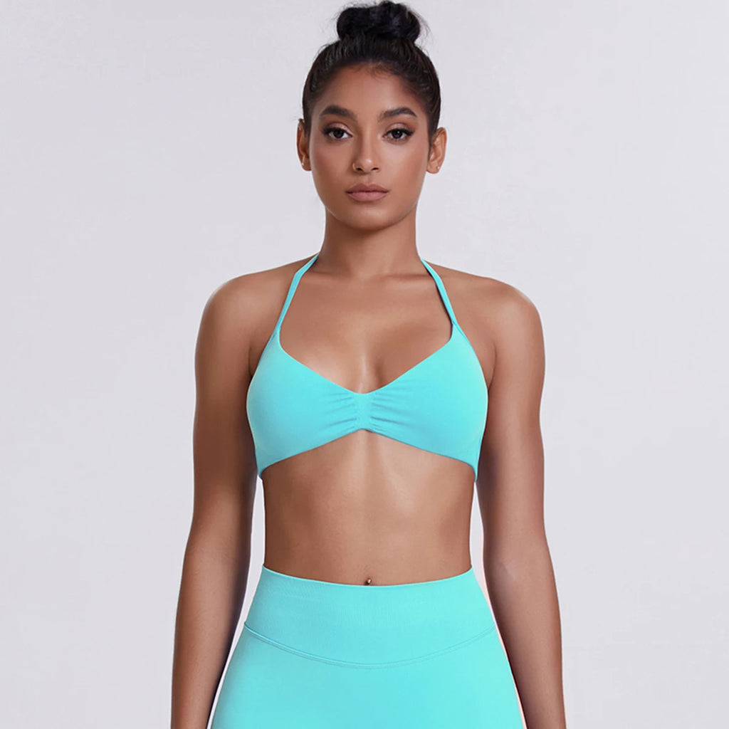 ZENVY SculptStrap™ Backless Sports Bra – Breathable Neck Strap Yoga & Workout Top