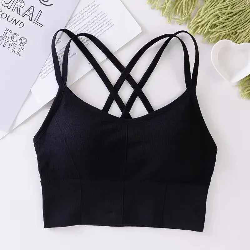 ZENVY CrossFlex™ Back-Strap Sports Bra – Push-Up Seamless Yoga & Fitness Tank Top