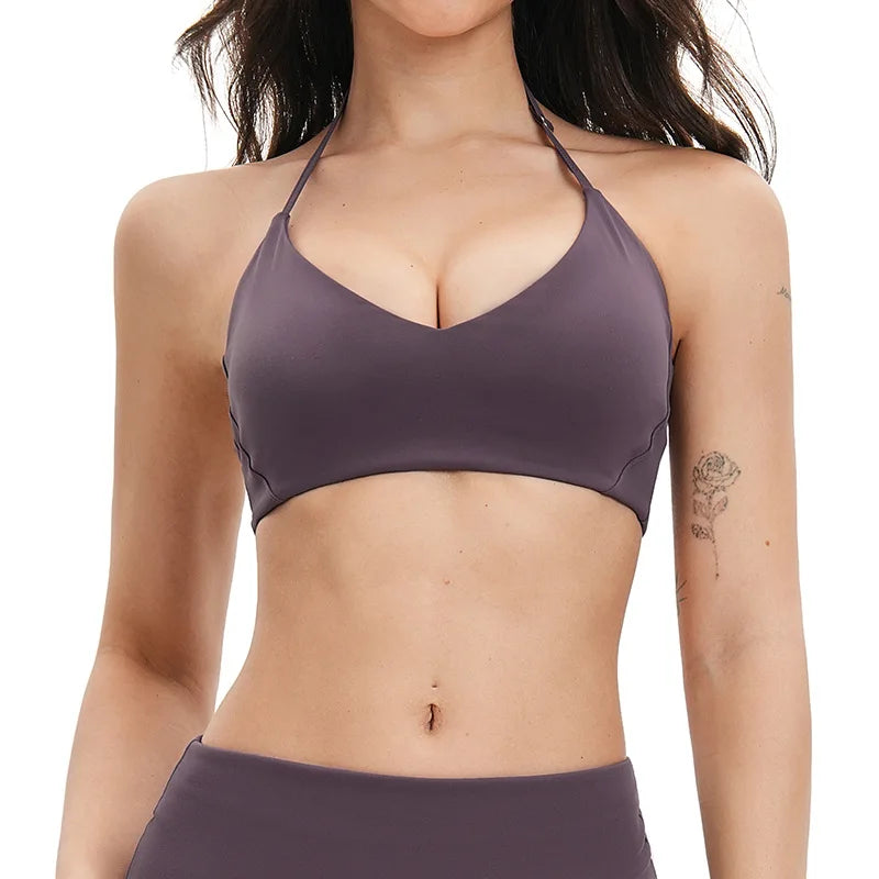 ZENVY FlexHalter™ Shockproof Sports Bra – Breathable Halter Yoga & Fitness Crop Top