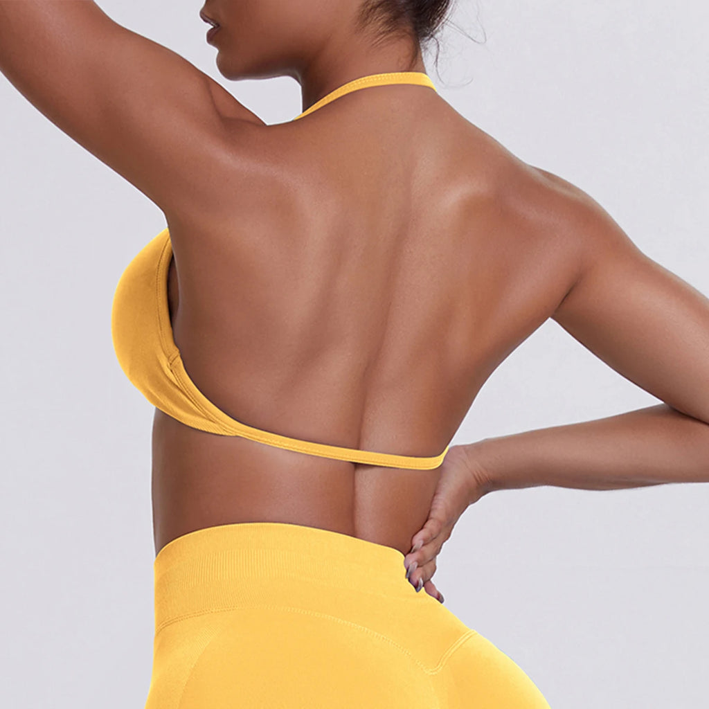 ZENVY SculptStrap™ Backless Sports Bra – Breathable Neck Strap Yoga & Workout Top