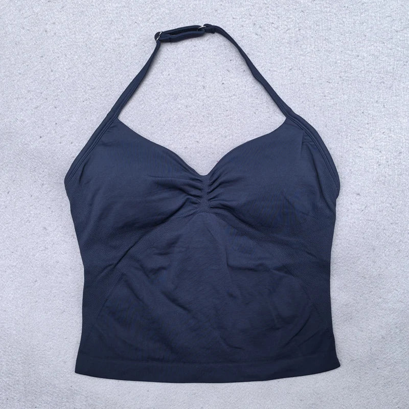 ZENVY Sculpt Adjustable Strappy Sports Top – Backless Built-In Bra Workout Tank