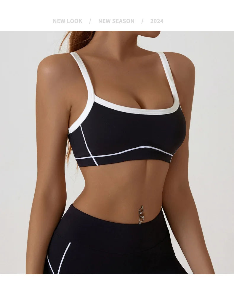 ZENVY CurveFit Contrast Sports Bra – Stylish Full Support Active Bra