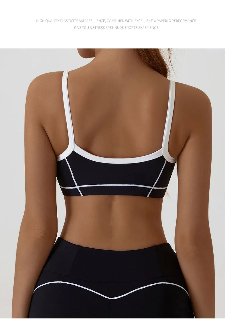 ZENVY CurveFit Contrast Sports Bra – Stylish Full Support Active Bra