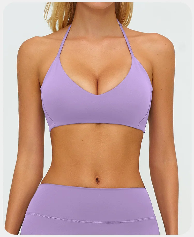 ZENVY FlexHalter™ Shockproof Sports Bra – Breathable Halter Yoga & Fitness Crop Top