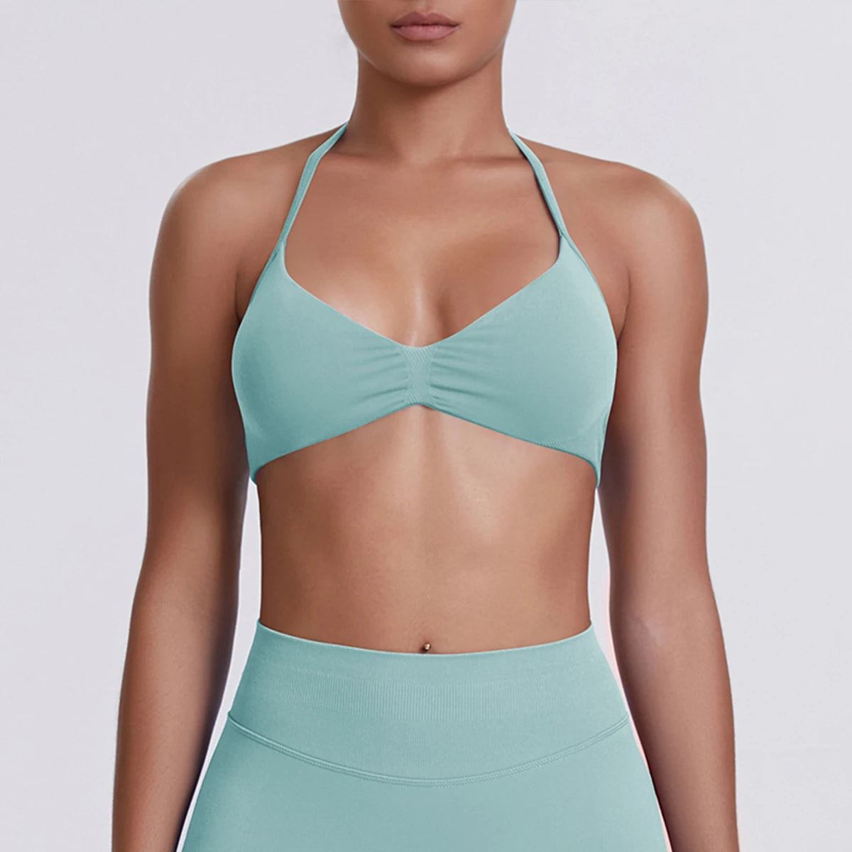 ZENVY SculptStrap™ Backless Sports Bra – Breathable Neck Strap Yoga & Workout Top