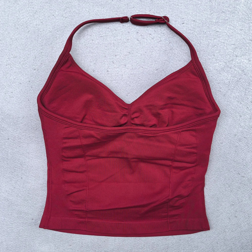ZENVY Sculpt Adjustable Strappy Sports Top – Backless Built-In Bra Workout Tank