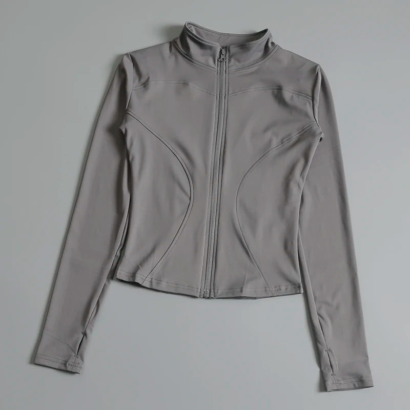 ZENVY Sculpt Zip Active Jacket – Seamless Long Sleeve Fitness & Running Top